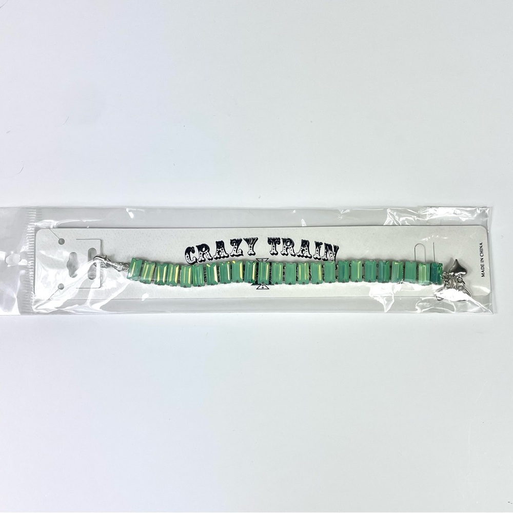 Crazy Train NEW Mint Squared Bling Blang Rhinestone Bracelet